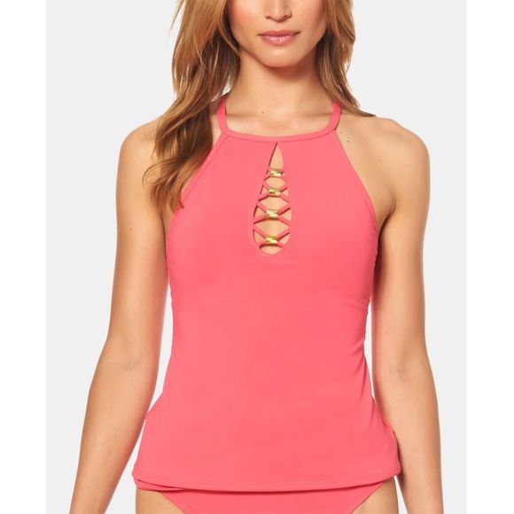 Bleu Rod Beattie Tops - Bleu Rod Beattie Womens High Neck Beaded Keyhole Tankini Top 10